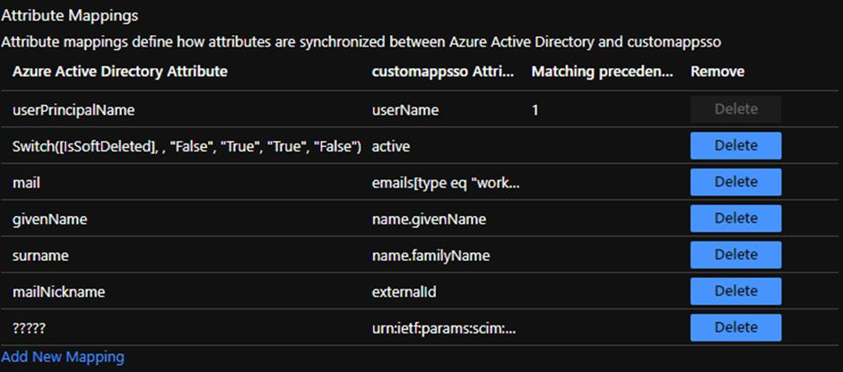 User attribute mappings