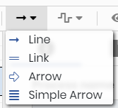 The Connection menu: Line, Link, Arrow, Simple Arrow