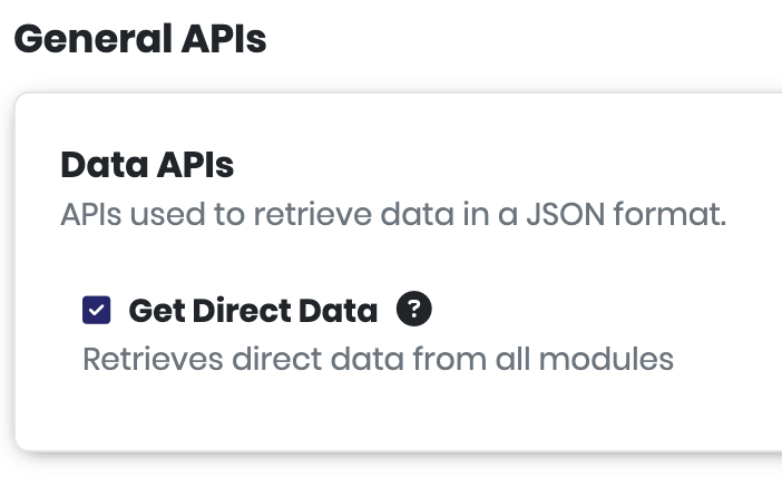 Get Direct Data setting in the API key configuration