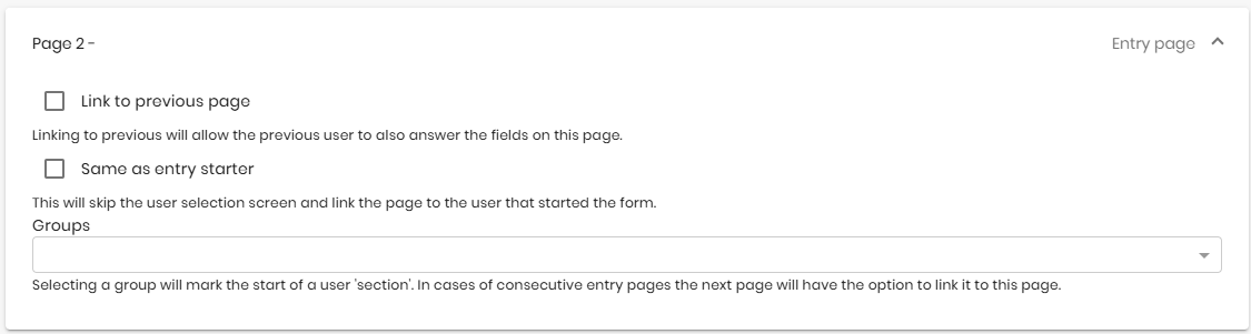 the option to let the same users fill in the next page