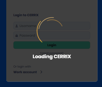 Login screen stuck on 'Loading CERRIX' — a typical stale-cache symptom after a release