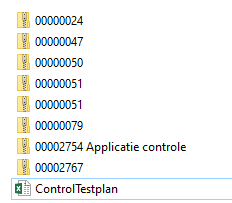 The exported test plan archive: one folder per control and the ControlTestplan spreadsheet