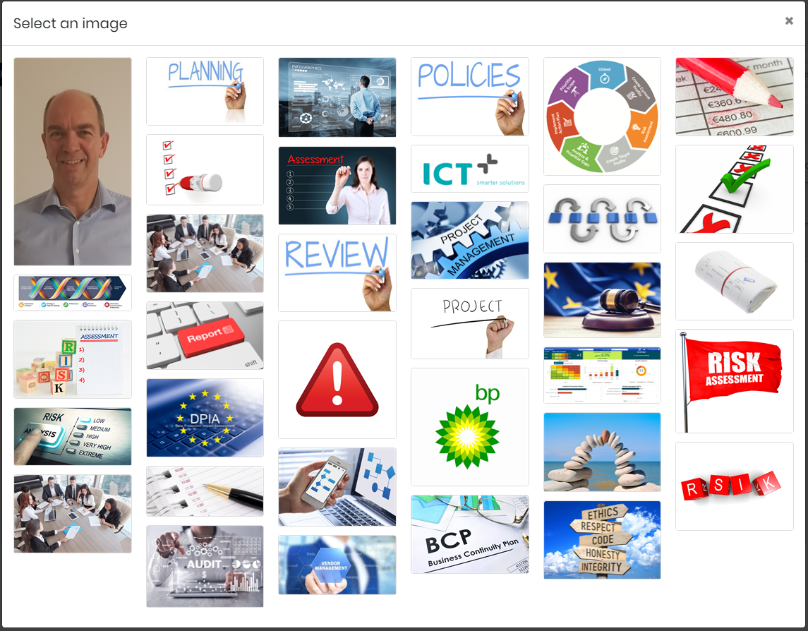 the shared files pop-up for selecting a form image