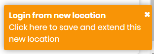 The notification shown after logging in from a new location